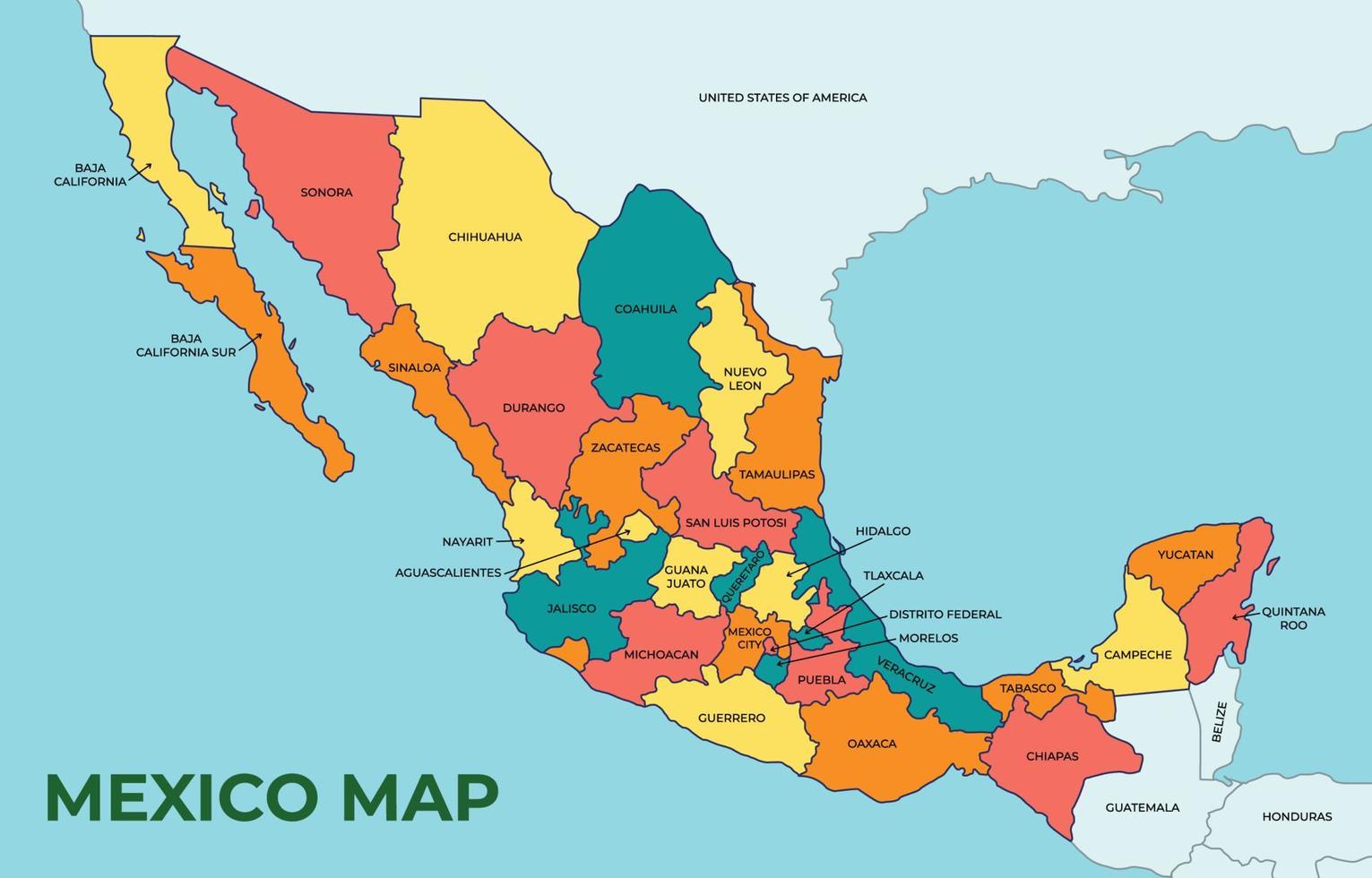 Map of Mexico vector