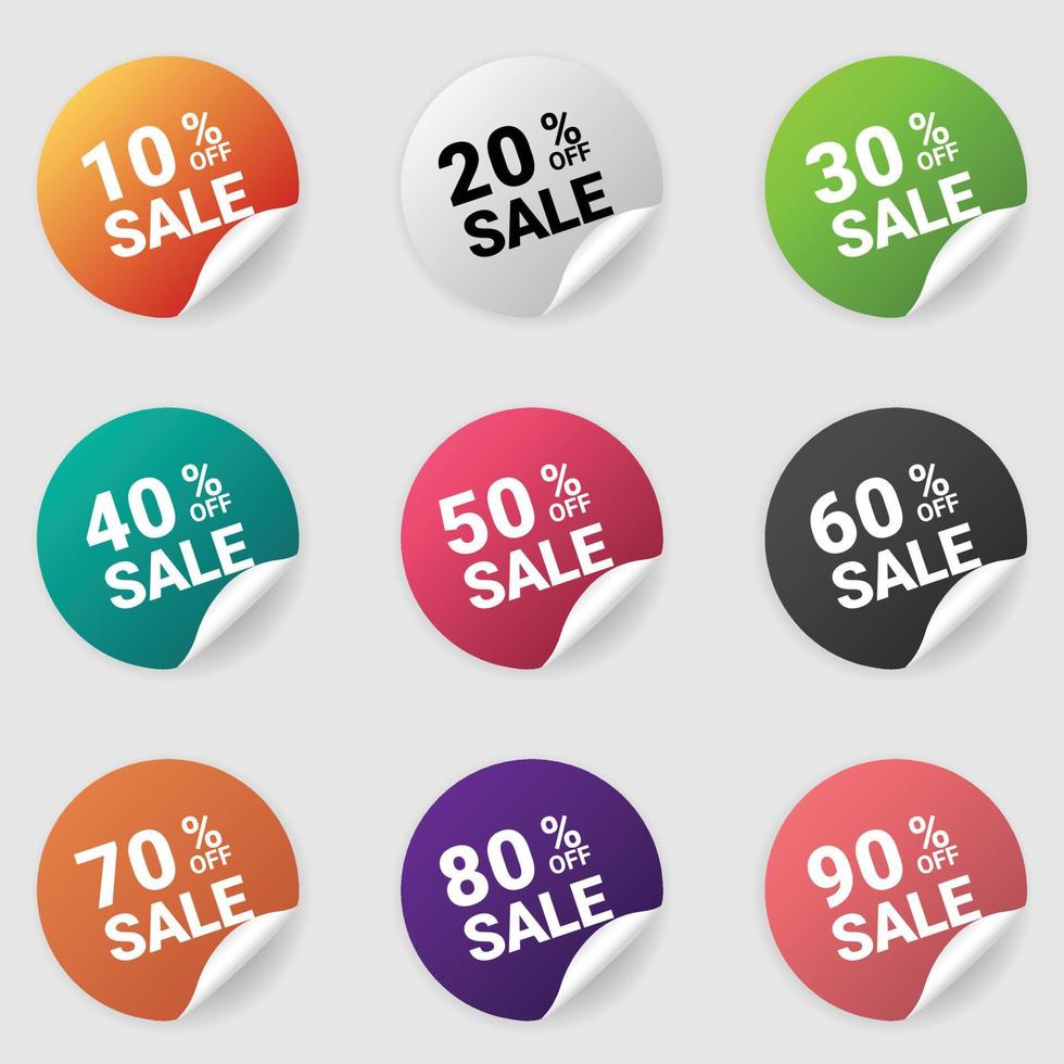 Set of sale discount tag stickers pack vector