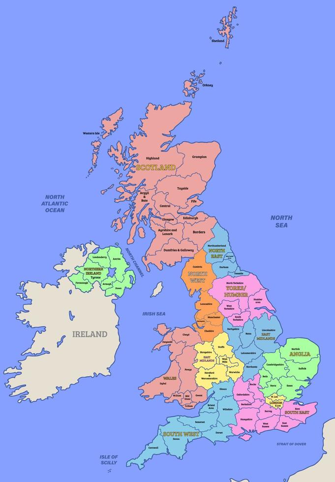 United Kingdom Region Map vector