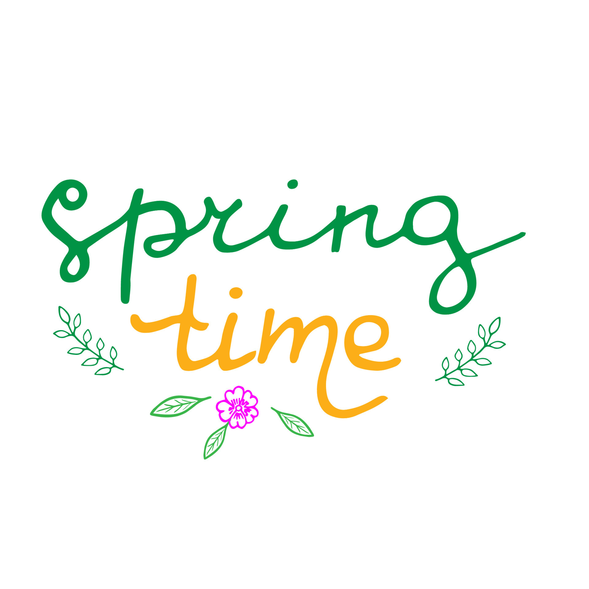 Vector illustration of spring time lettering isolated with decortive ...