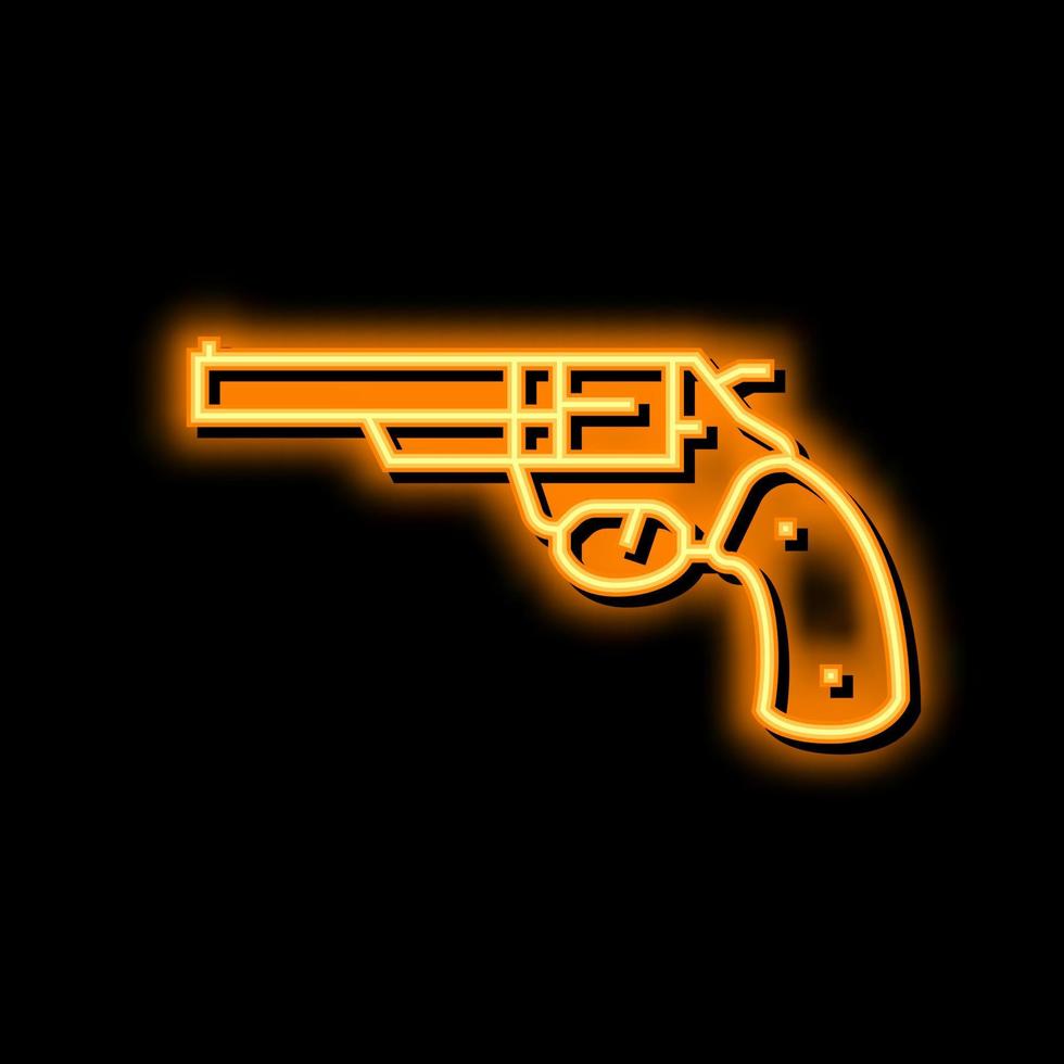 pistola revólver neón resplandor icono ilustración vector