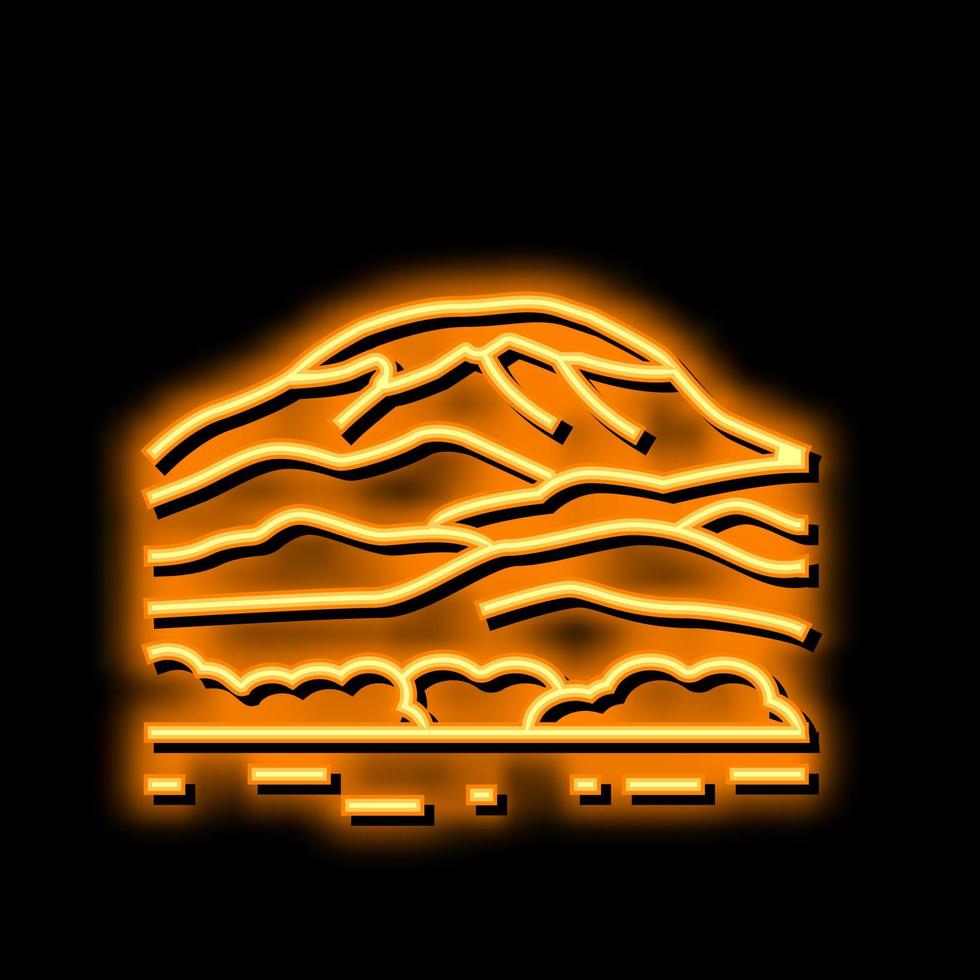 montar kilimanjaro neón resplandor icono ilustración vector