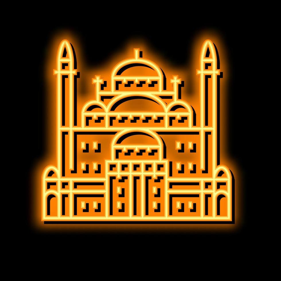 suleiman pasha mosque neon glow icon illustration vector