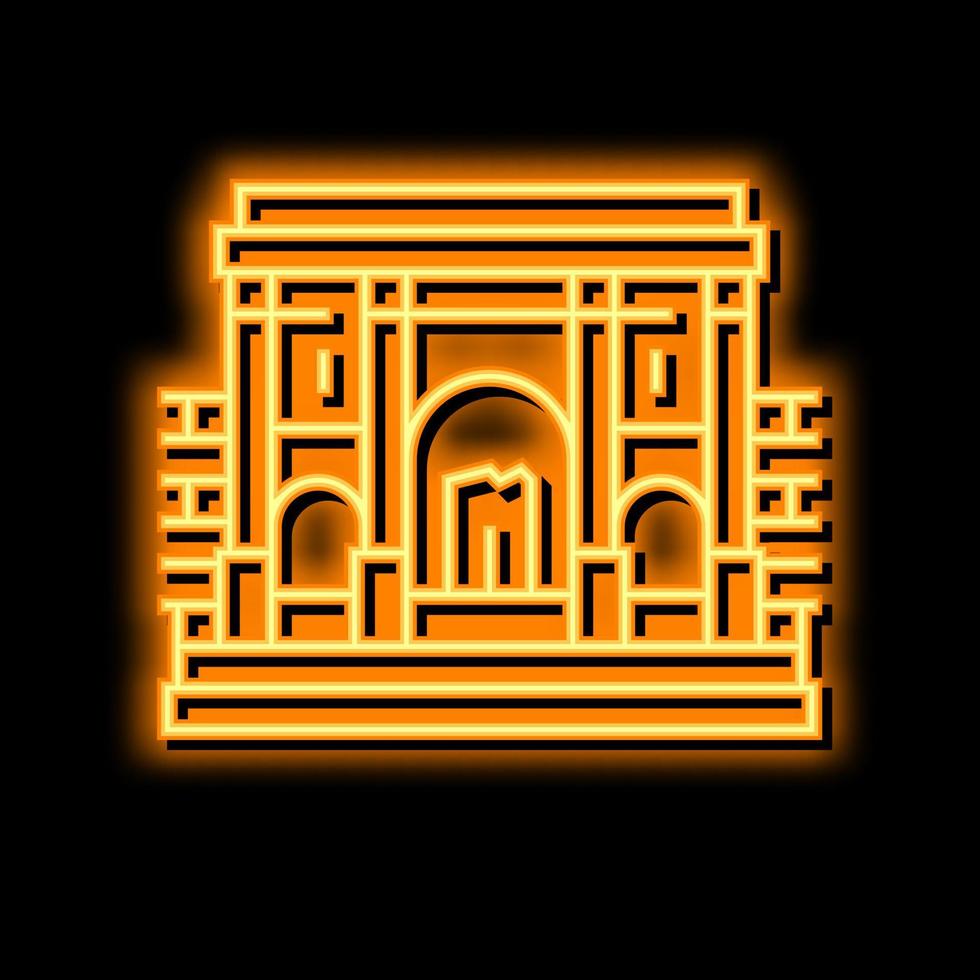 Cartago histórico edificio neón resplandor icono ilustración vector
