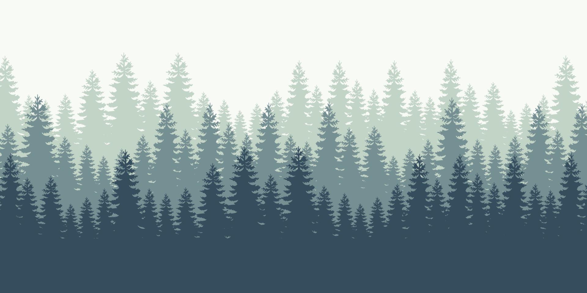 Forest background, nature, landscape. Evergreen coniferous trees. Pine, spruce, silhouette vector