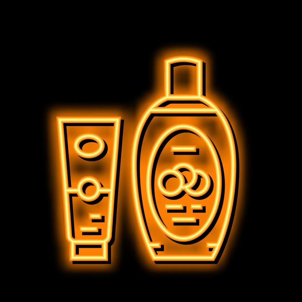 cosmetics with cucumber ingredient neon glow icon illustration vector