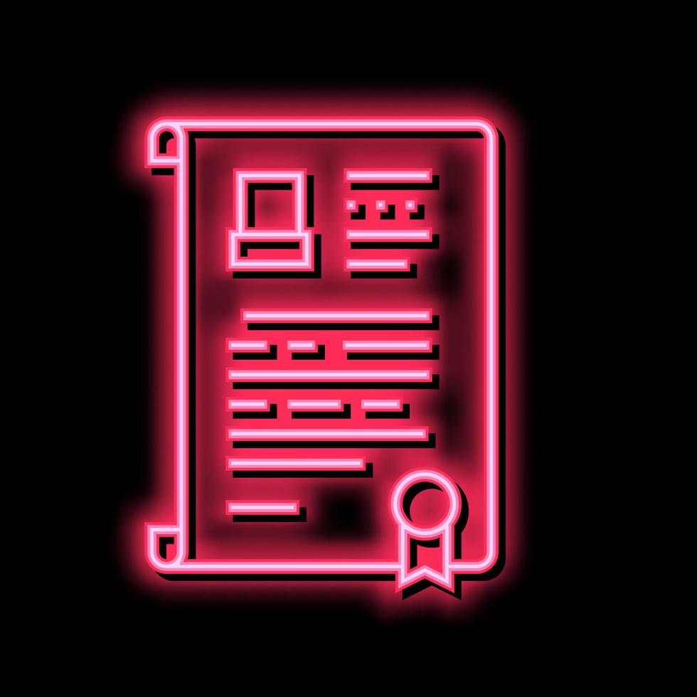 will death certificate neon glow icon illustration vector