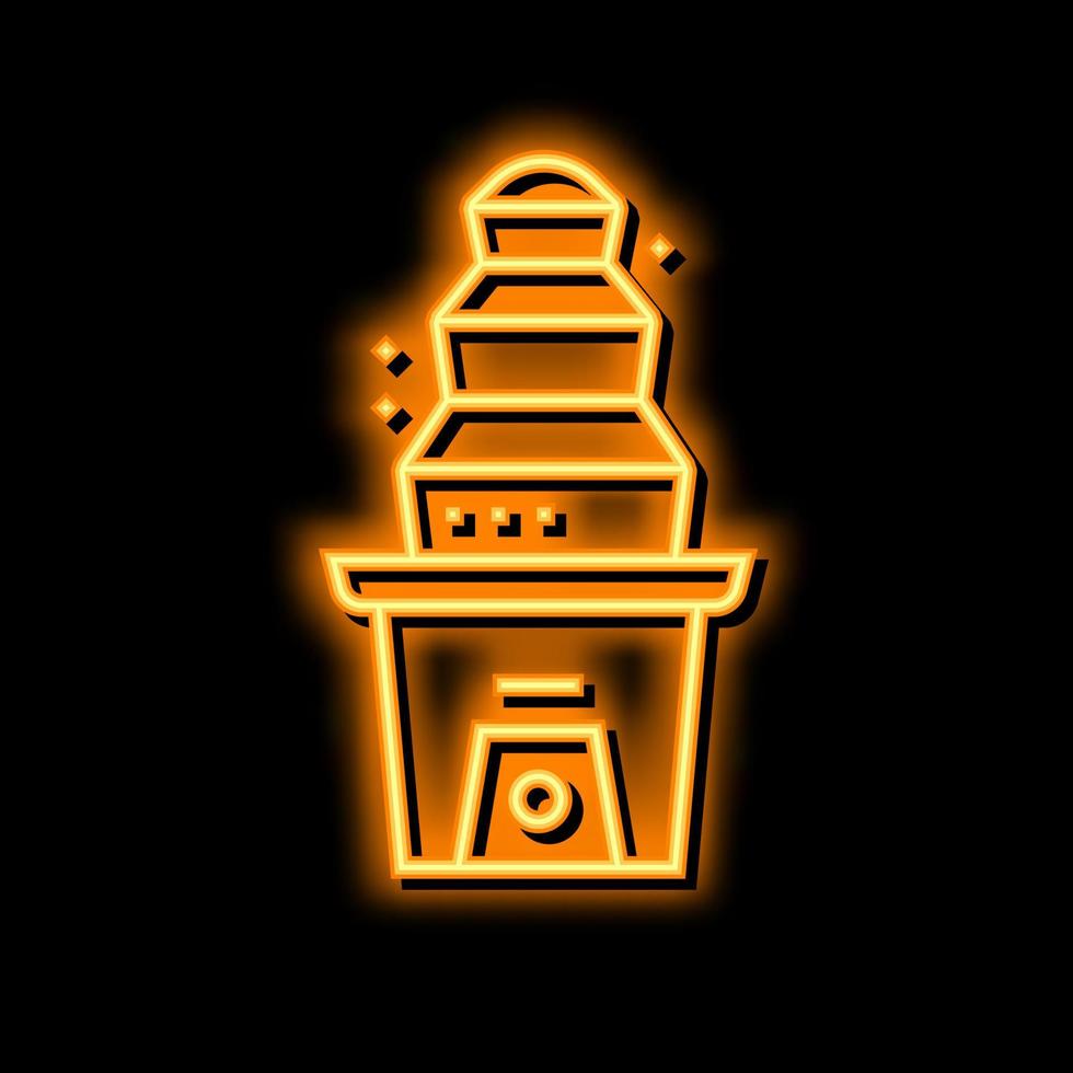 chocolate fondue fountain neon glow icon illustration vector