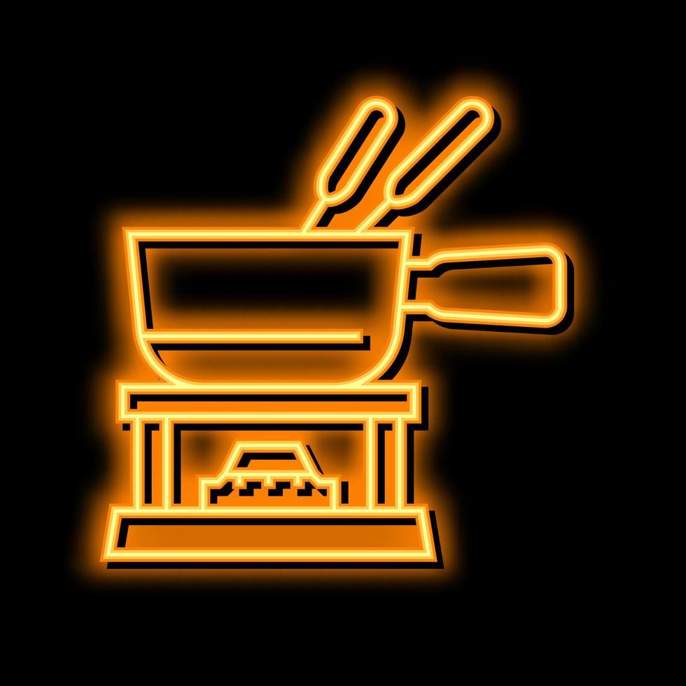 ceramic fondue maker neon glow icon illustration vector