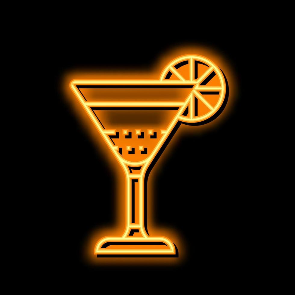 cocktail lemon ingredient neon glow icon illustration vector