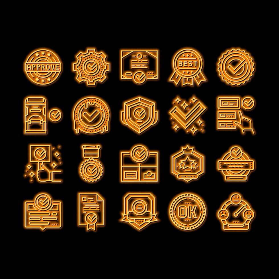 Quality Approve Mark And Medal neon glow icon illustration vector