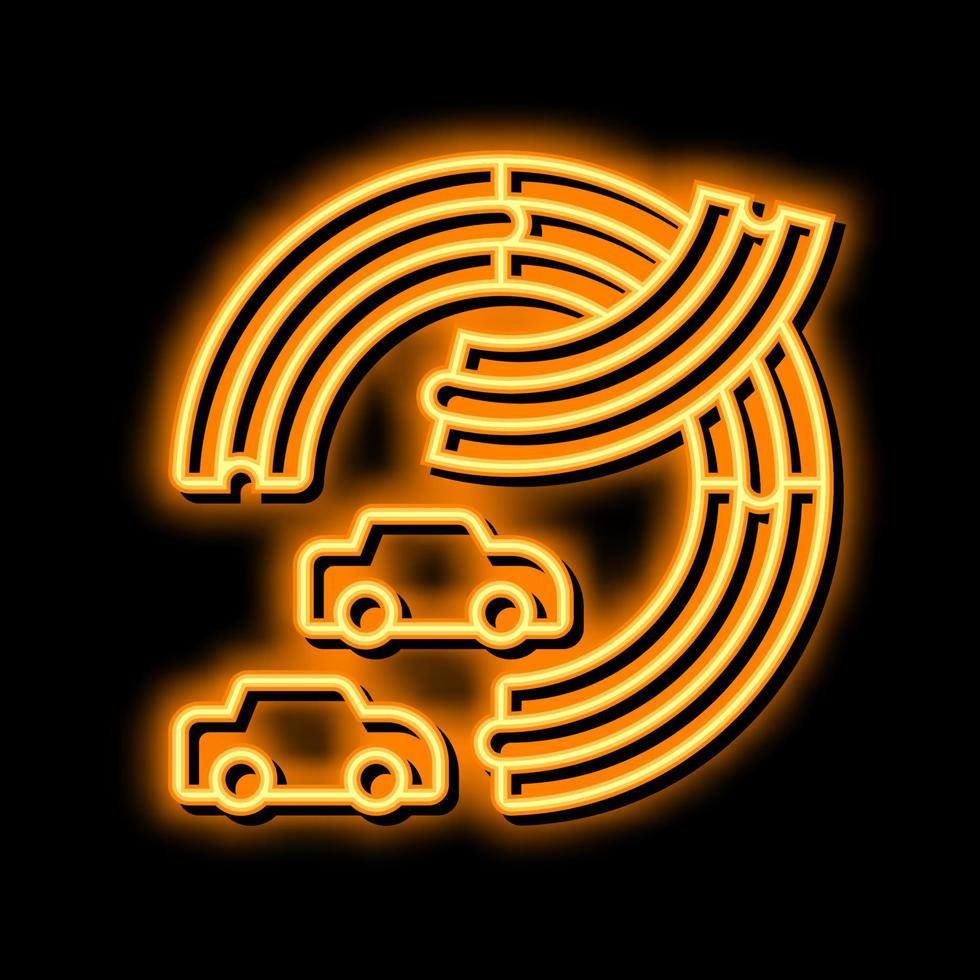 track wooden neon glow icon illustration vector
