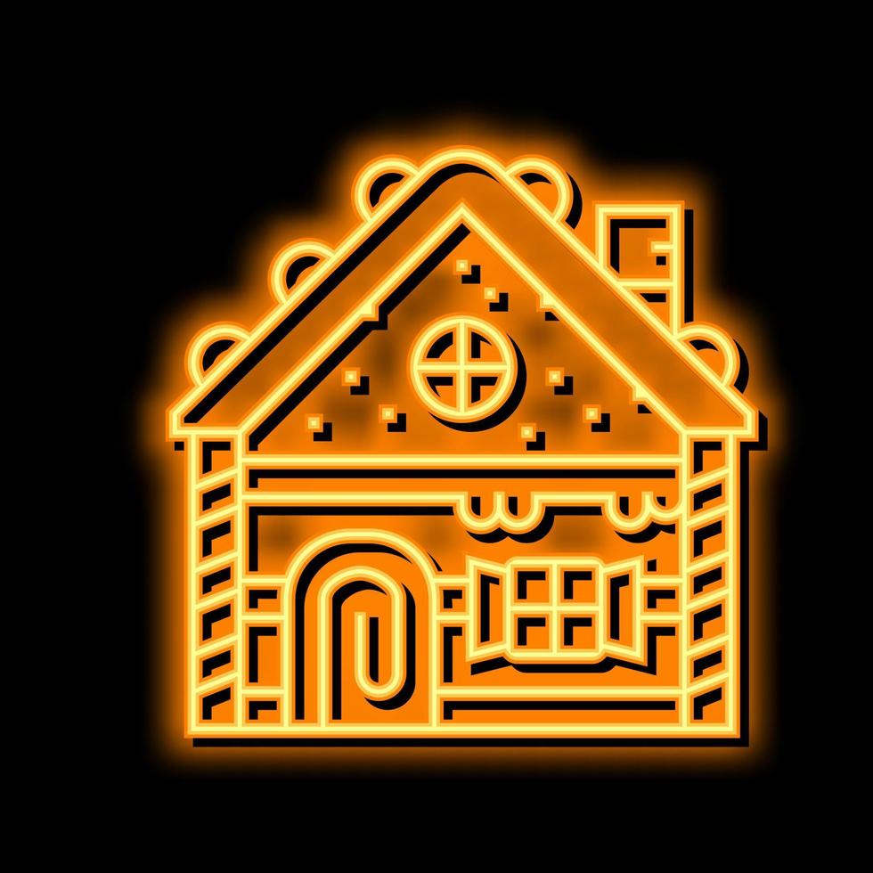 gingerbread house neon glow icon illustration vector