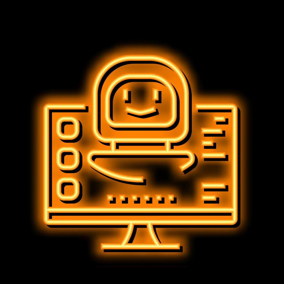 digital robot neon glow icon illustration vector