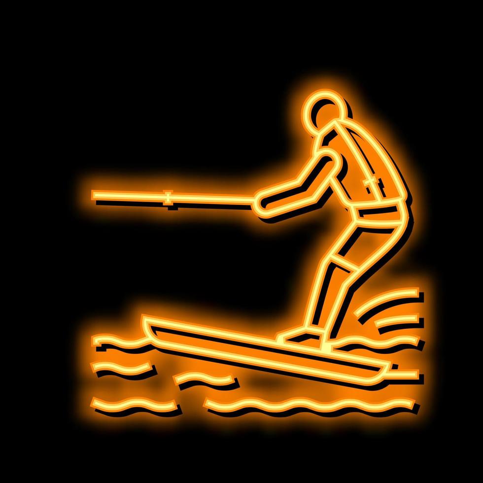 water skiing neon glow icon illustration vector