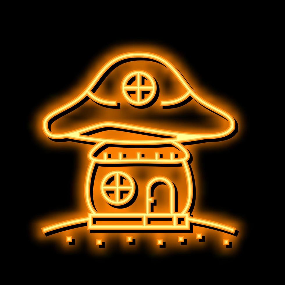mushroom house neon glow icon illustration vector
