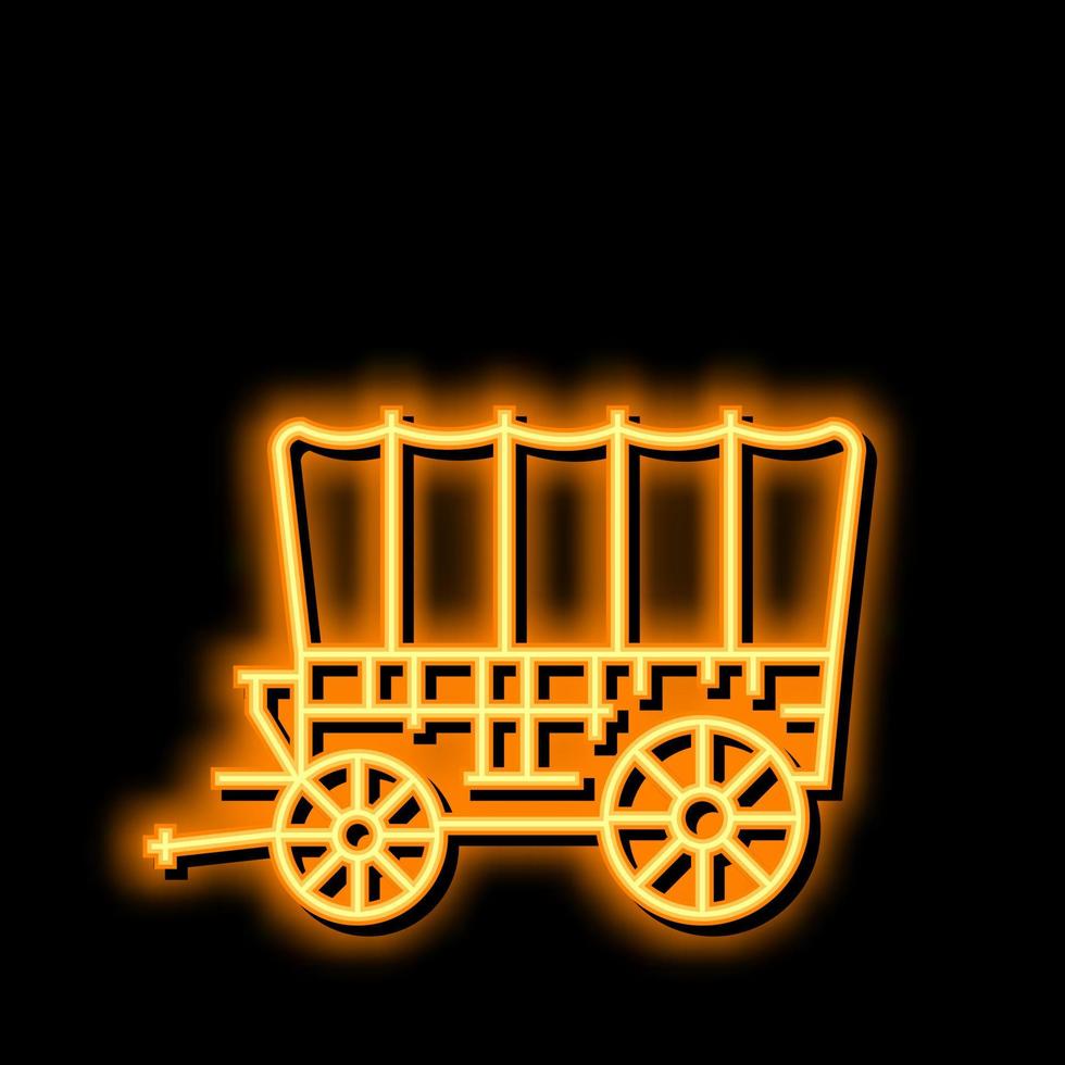 wagon medieval transport neon glow icon illustration vector