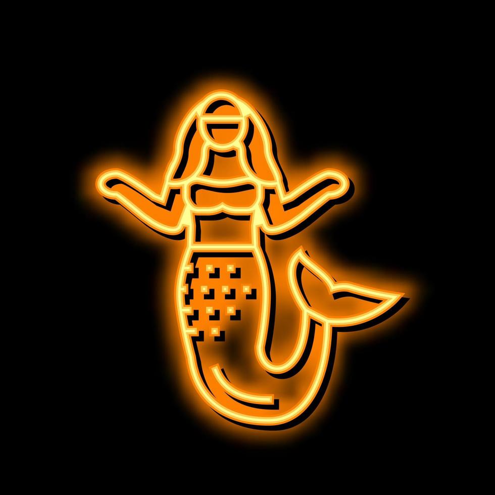 mermaid fairy tale neon glow icon illustration vector
