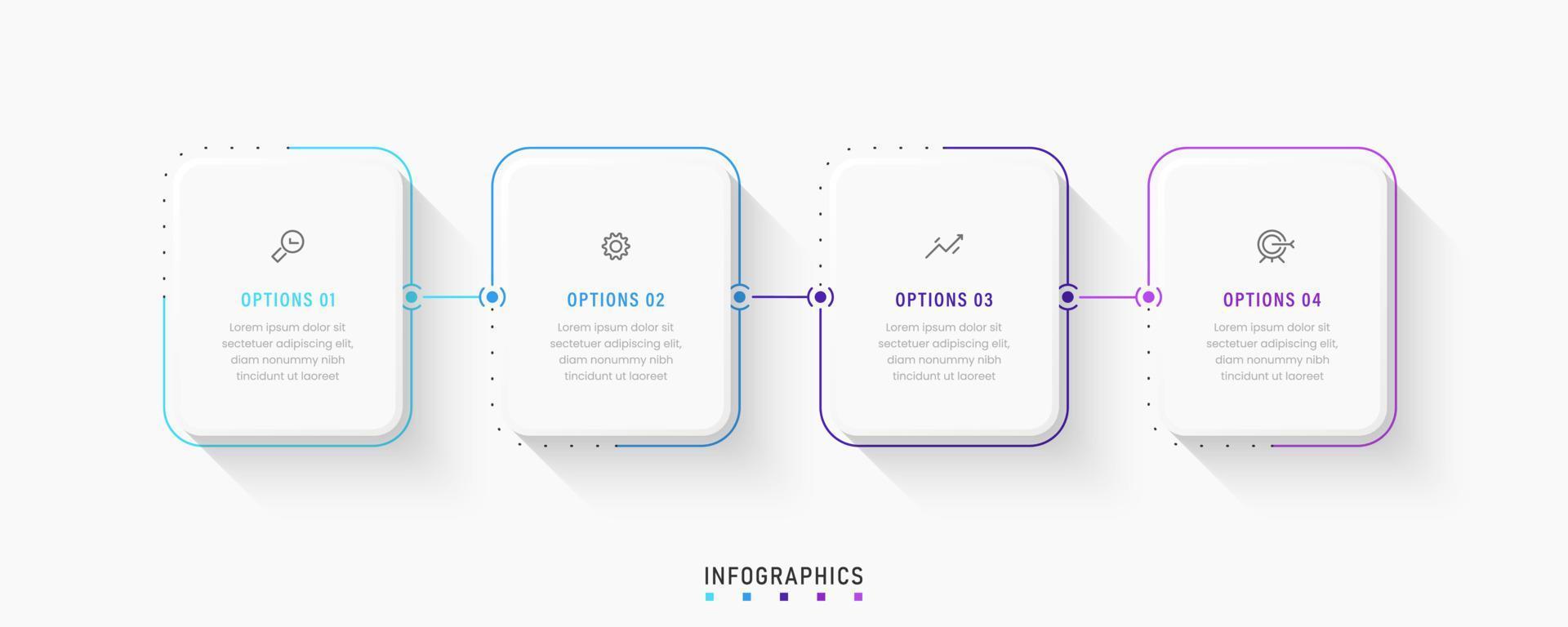 Vector Infographic label design template with icons and 4 options or steps. Can be used for process diagram, presentations, workflow layout, banner, flow chart, info graph.
