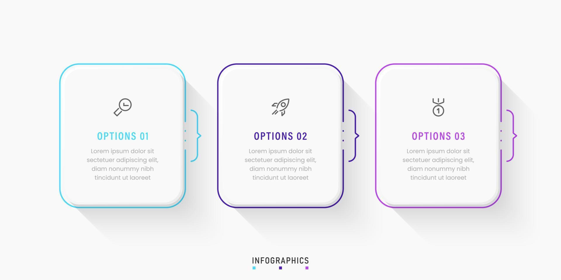 Vector Infographic label design template with icons and 3 options or steps. Can be used for process diagram, presentations, workflow layout, banner, flow chart, info graph.