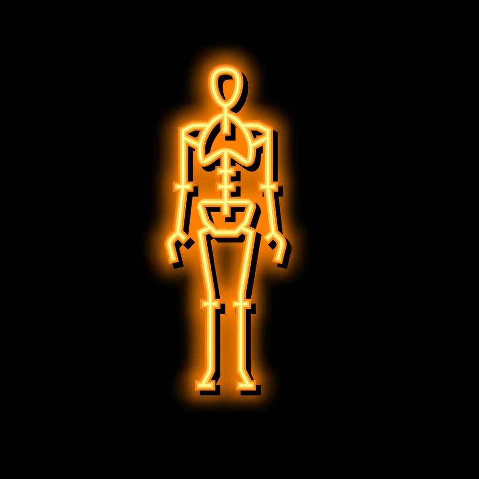 skeleton bones human neon glow icon illustration vector