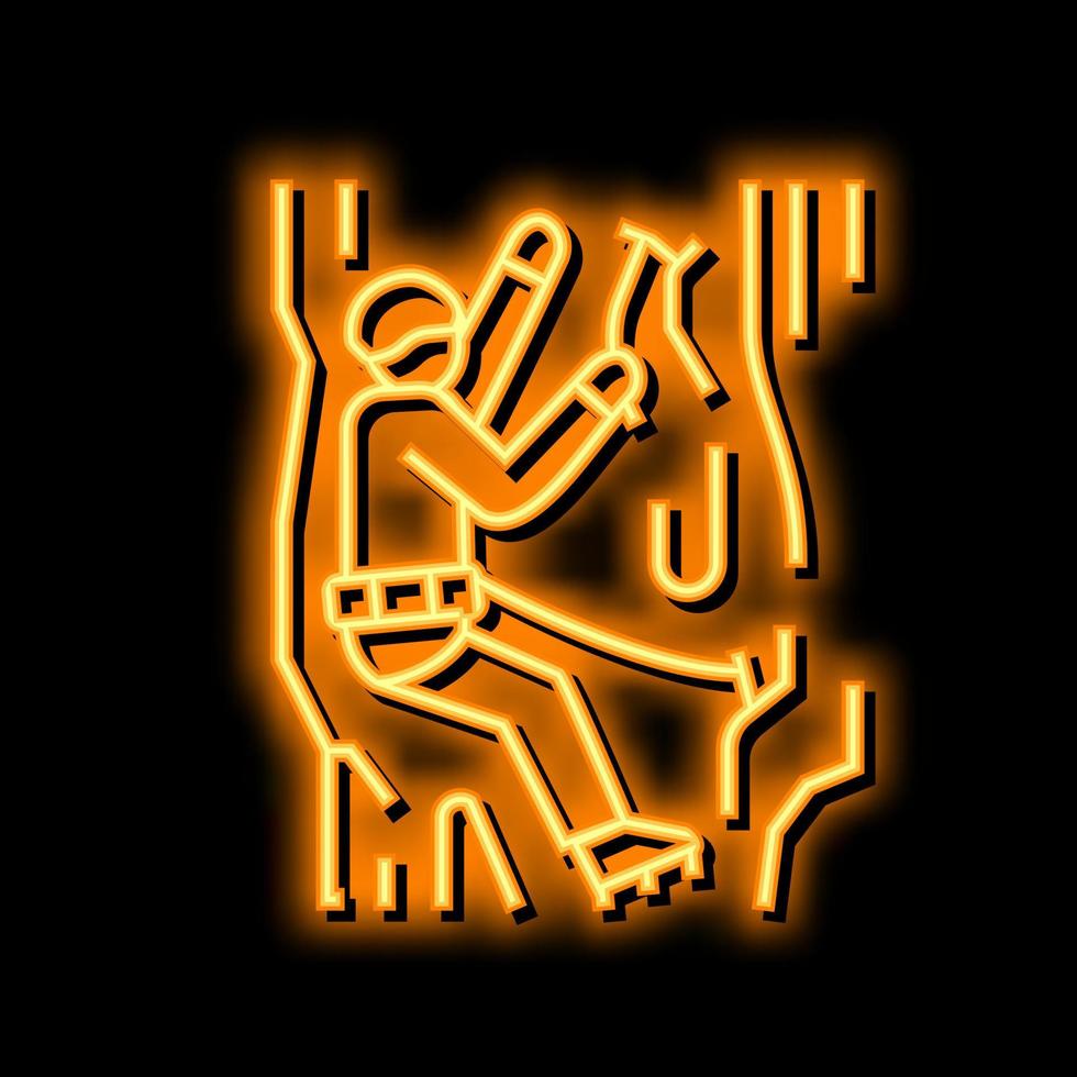 ice climbing neon glow icon illustration vector