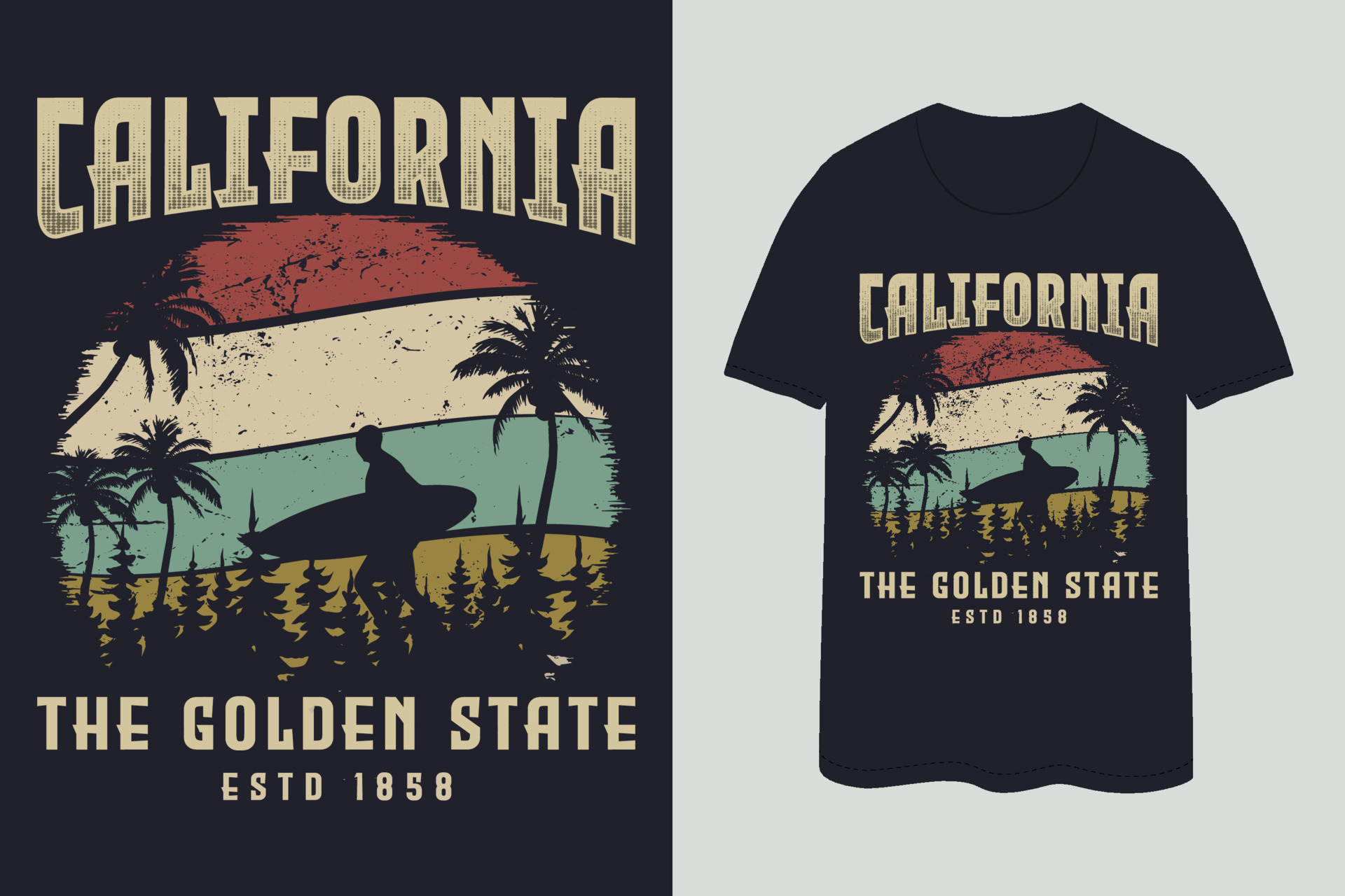 California the golden state vintage retro t shirt design 20583493