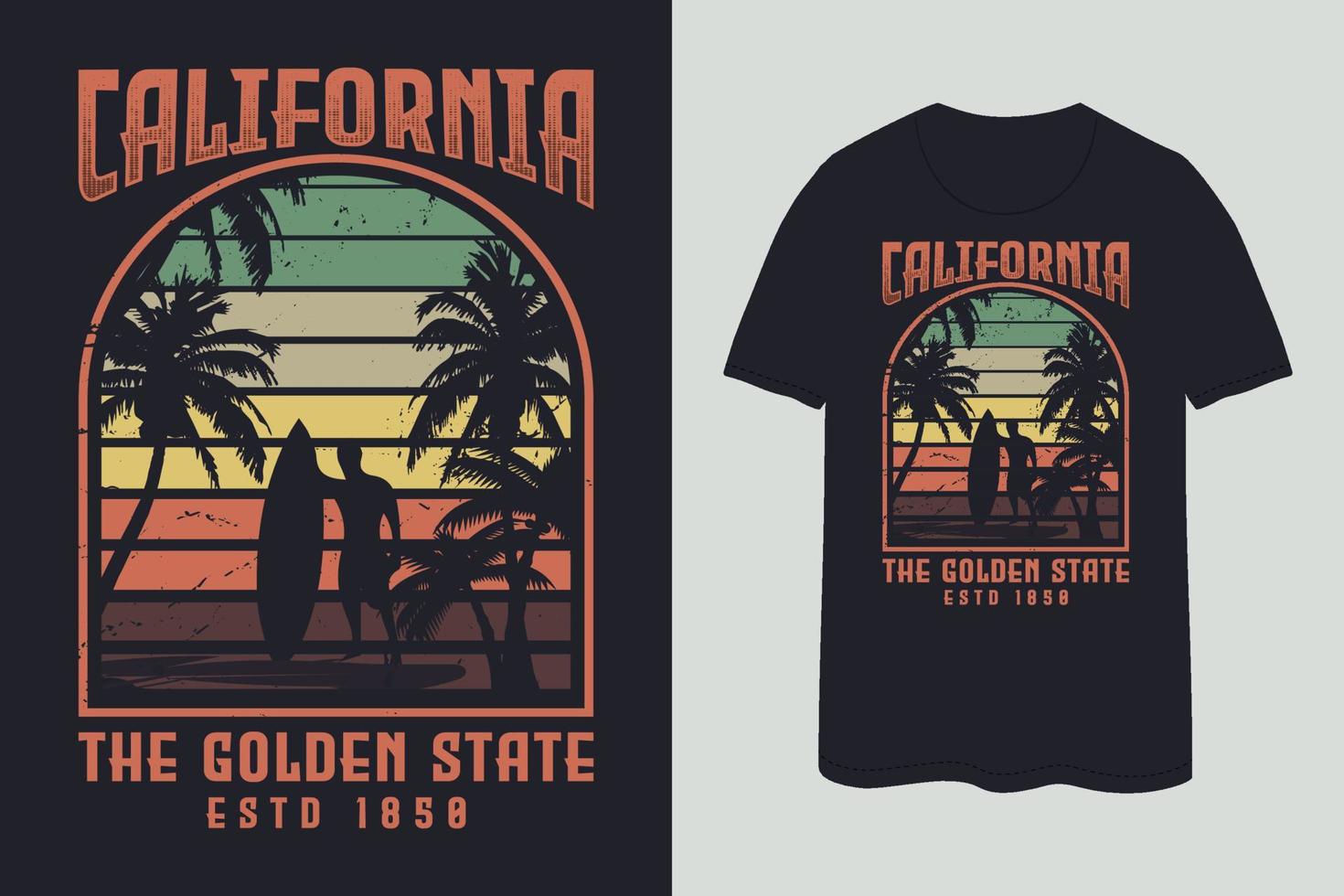 diseño de camiseta de verano de california vector