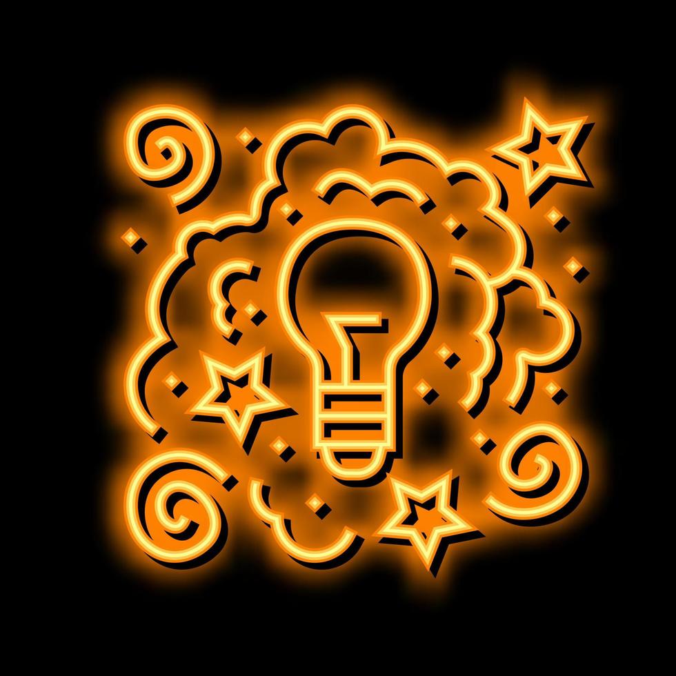 creative light bulb neon glow icon illustration vector