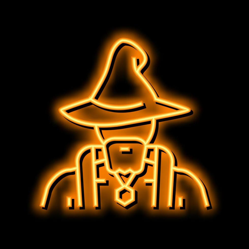 wizard fairy tale personage neon glow icon illustration vector