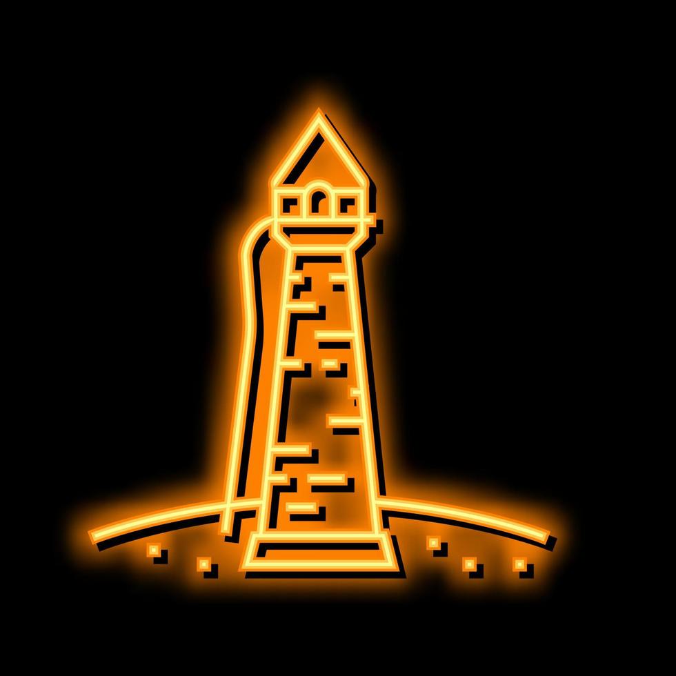 torre hada cuento construcción neón resplandor icono ilustración vector