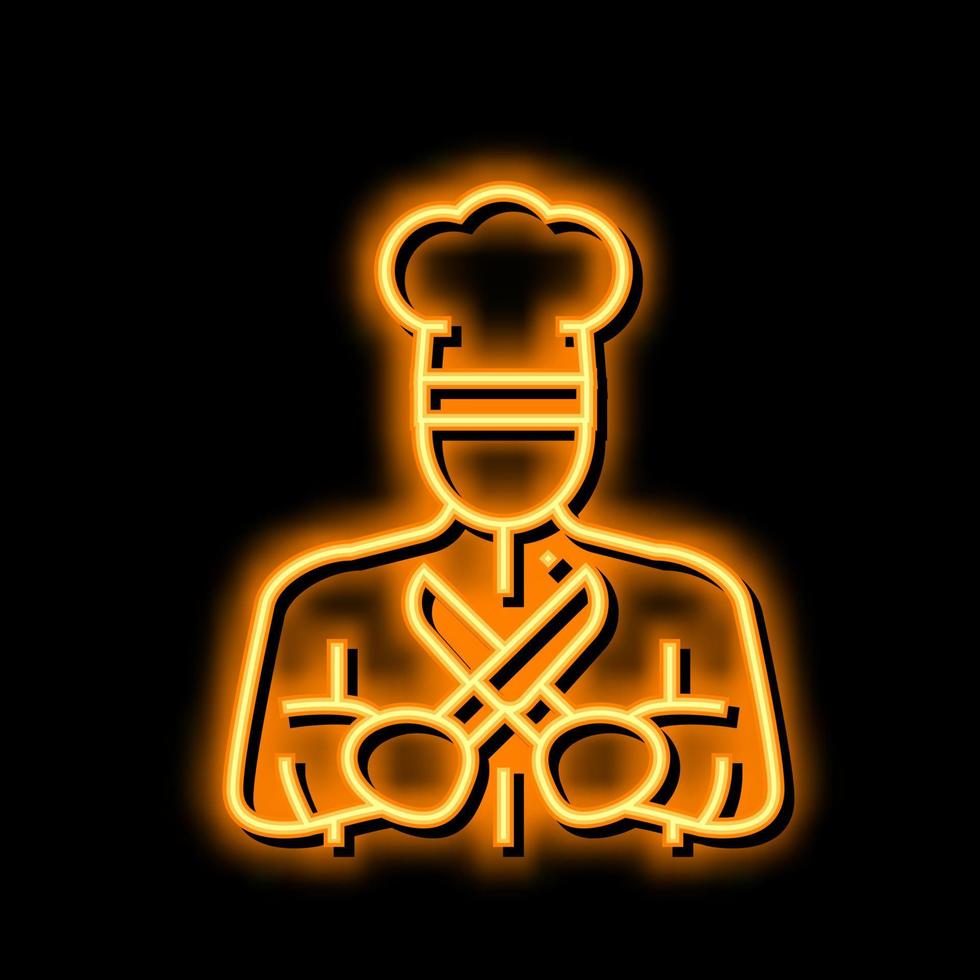personal chef neon glow icon illustration vector