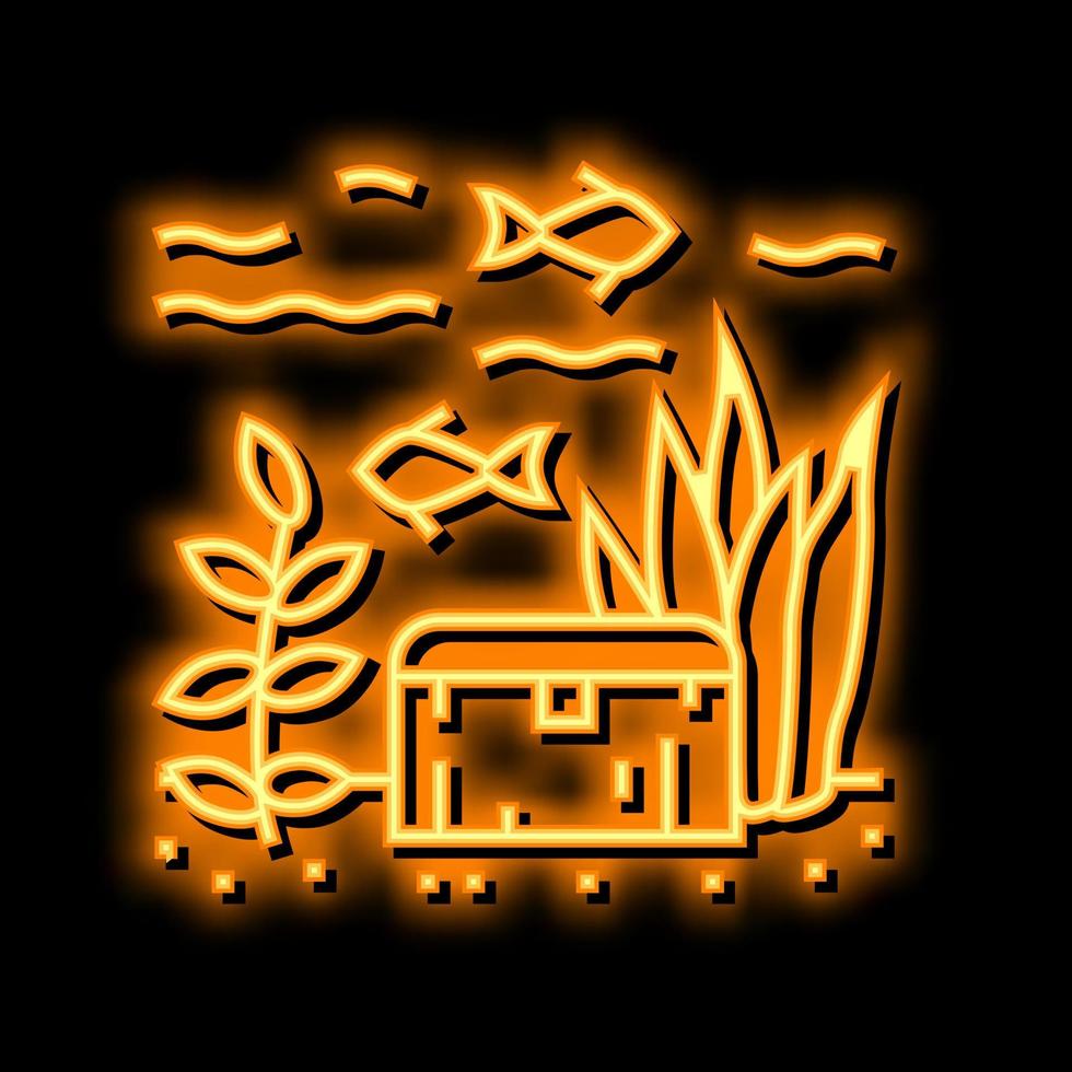 sunken underwater chest neon glow icon illustration vector