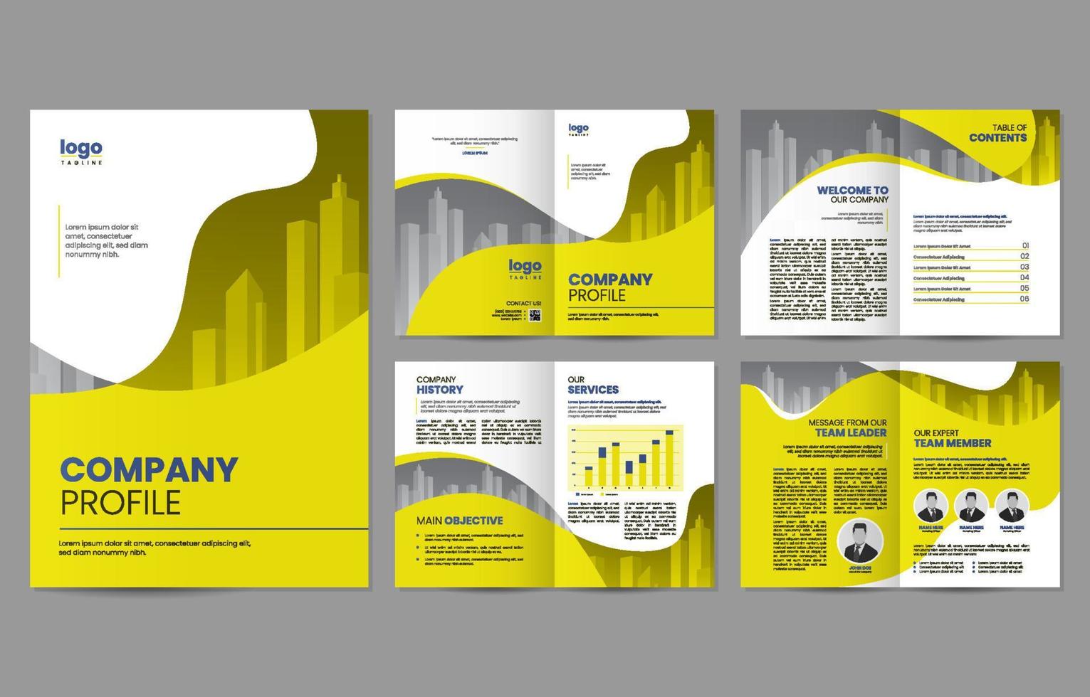 Attractive Yellow Company Profile Template vector
