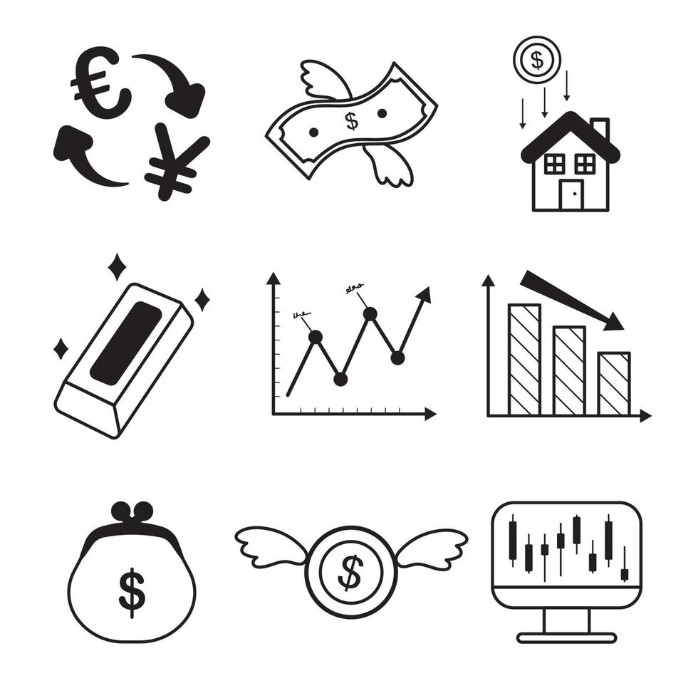 Money icon collection vector, investment, gold, money bag, isolated background vector