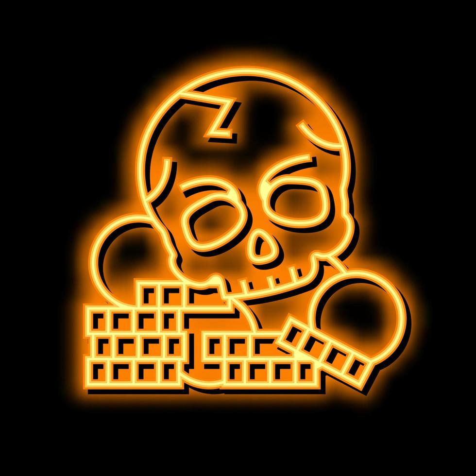 skull treasure neon glow icon illustration vector
