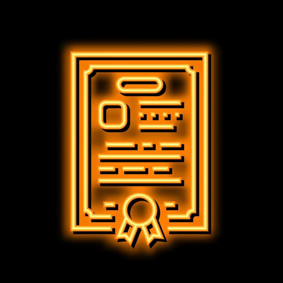 diploma certificate neon glow icon illustration vector