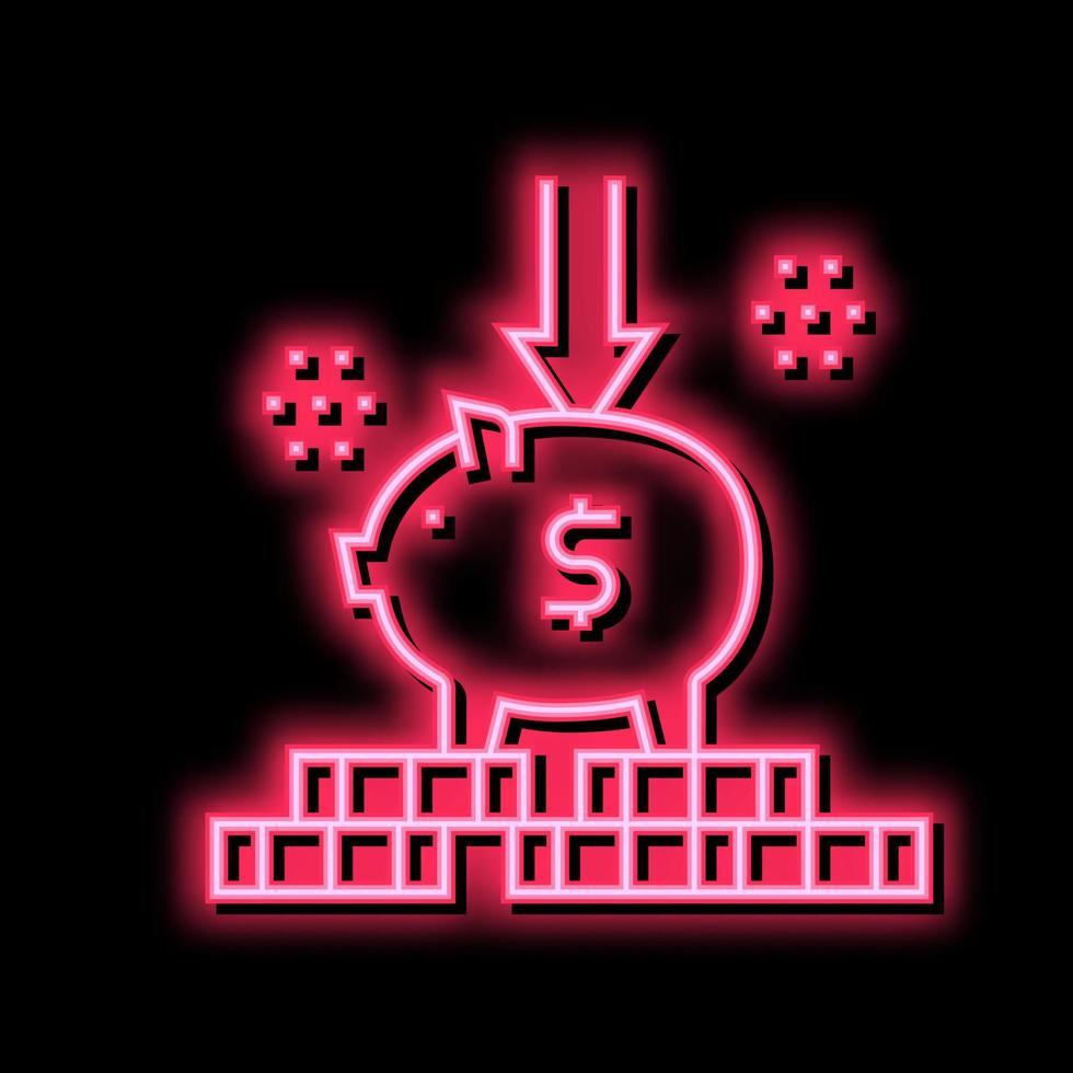 put money in piggy bank neon glow icon illustration vector
