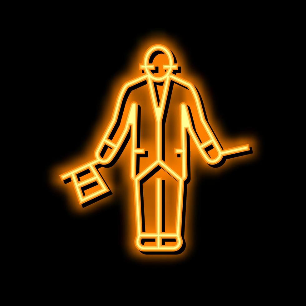 magician performance neon glow icon illustration vector
