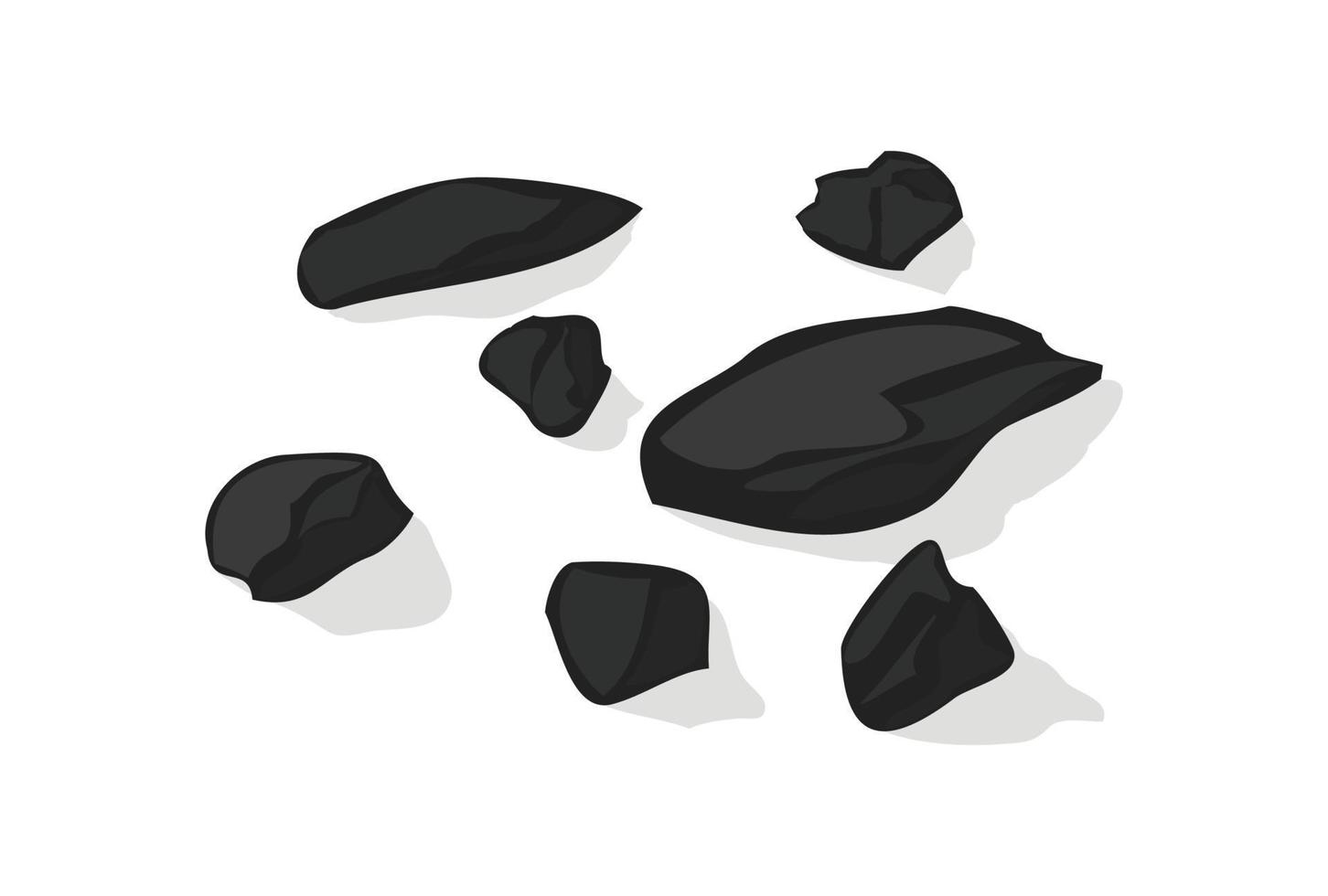 Stones and rocks vector illustration on white background. Set of different boulders