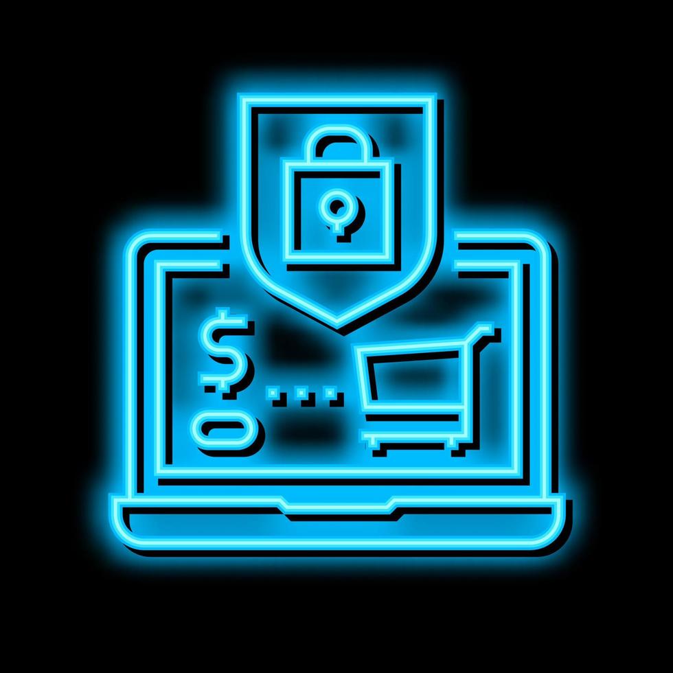 secure shopping neon glow icon illustration vector