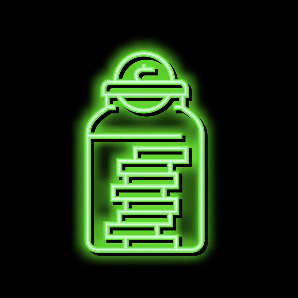 coin collect in bottle neon glow icon illustration vector