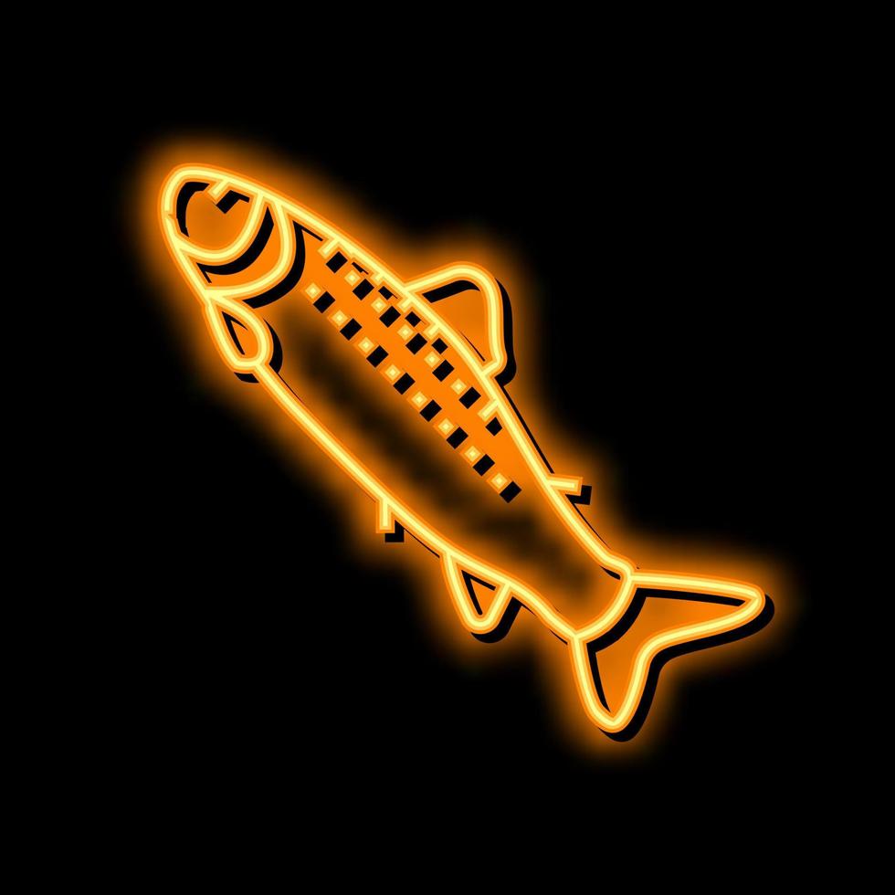 smolt salmón neón resplandor icono ilustración vector