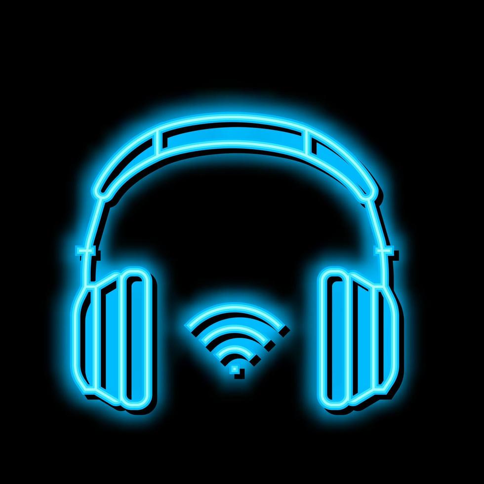 wireless headphones neon glow icon illustration vector