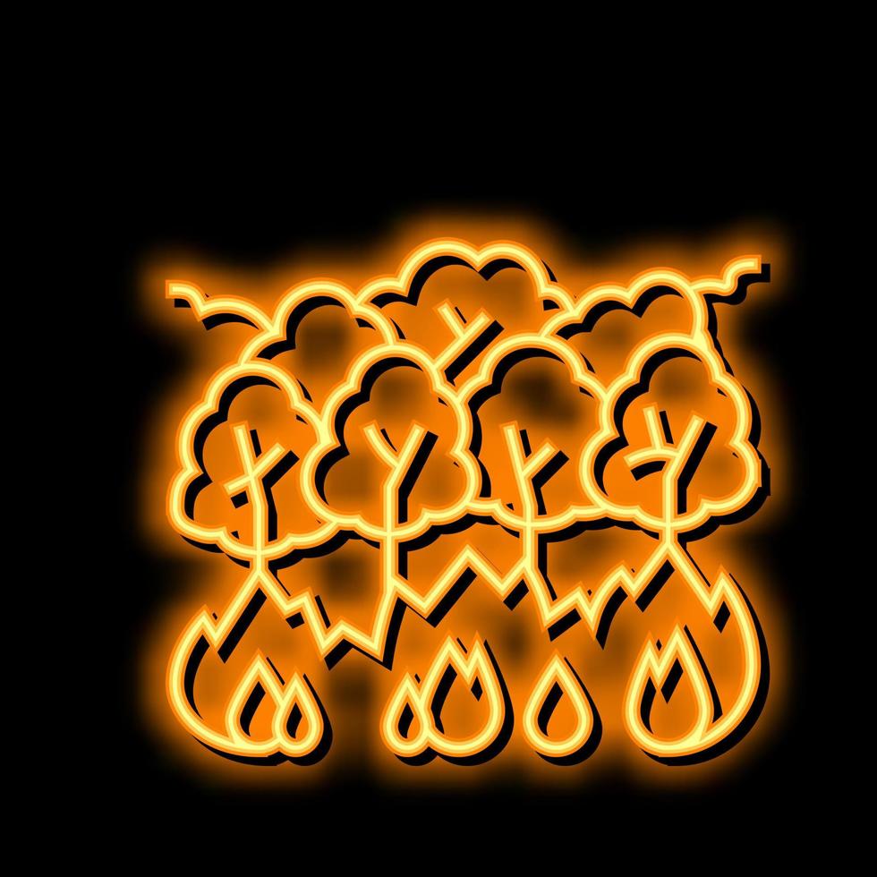 árbol fuego neón resplandor icono ilustración vector