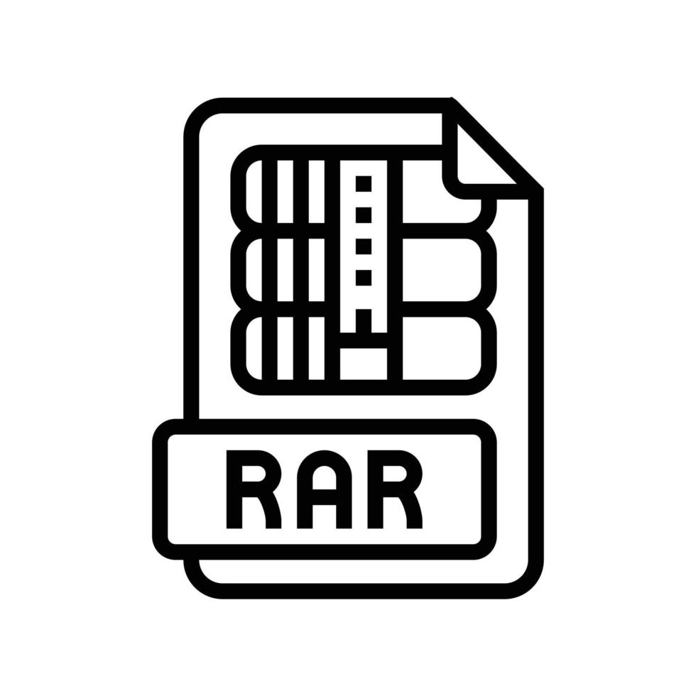 rar archivo formato documento línea icono vector ilustración