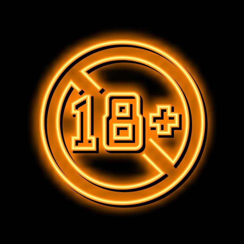 18 age restriction neon glow icon illustration vector