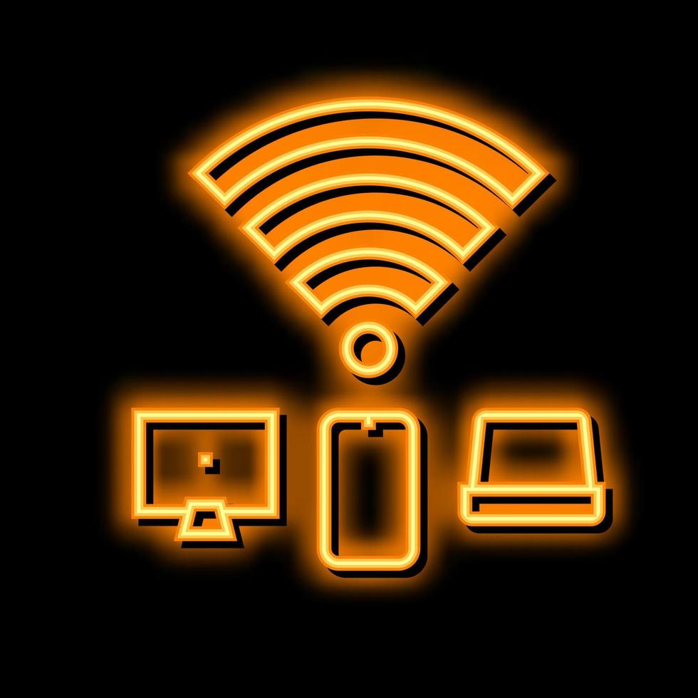 internet connection devices neon glow icon illustration vector