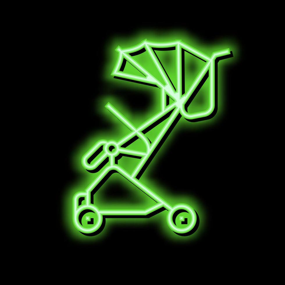 stroller walk baby neon glow icon illustration vector