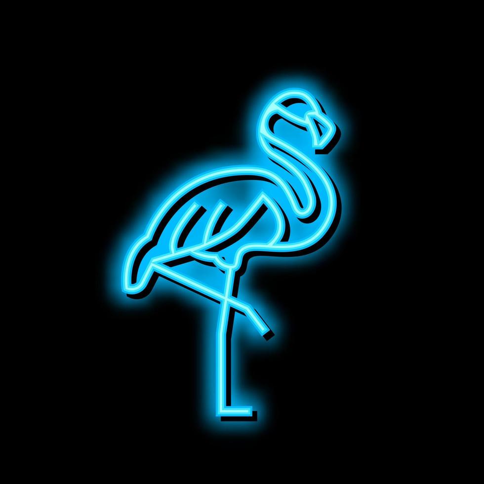 flamingo bird in zoo neon glow icon illustration vector